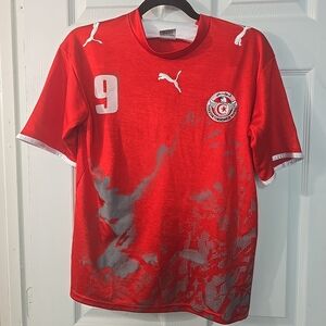 Puma 2006 Tunisia Away Football‎ Soccer #9 Y. Chikhaoui Red Eagle Jersey Mens M